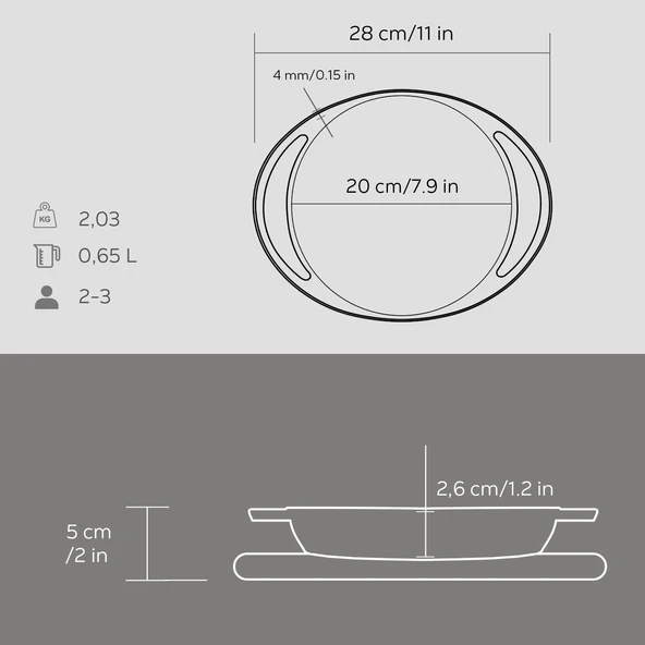 Lava Döküm Yuvarlak Sahan Döküm Demir Yekpare Çift Kulplu Kayın Servis Ahşabı Çap(Ø)20cm. - Resim 5