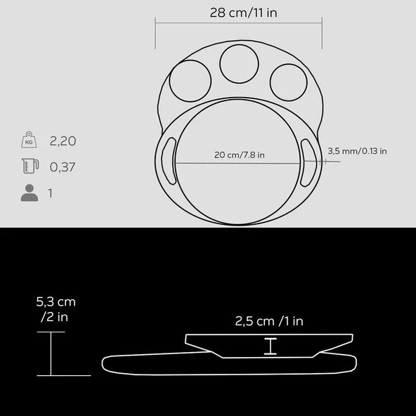 Lava Döküm Yuvarlak Saç Kavurma Tavası Döküm Demir Yekpare Çift Kulplu Kayın Servis Ahşabı Çap(Ø)20cm. (Sos kapları dahil değildir) - Resim 3