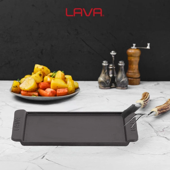 Lava Döküm Dikdörtgen Servis Tabağı. Siyah Renk. Ölçü 13x25cm. - 5