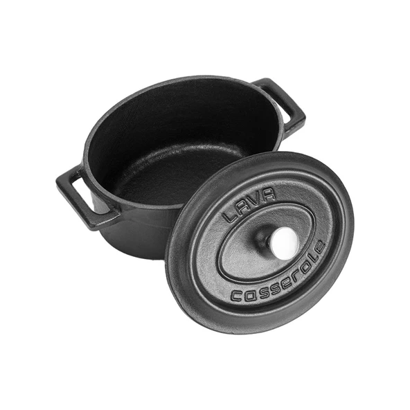 Lava Döküm Mini Oval Tencere. Trendy Serisi Ölçü 9x12cm.  Mat Siyah - 2