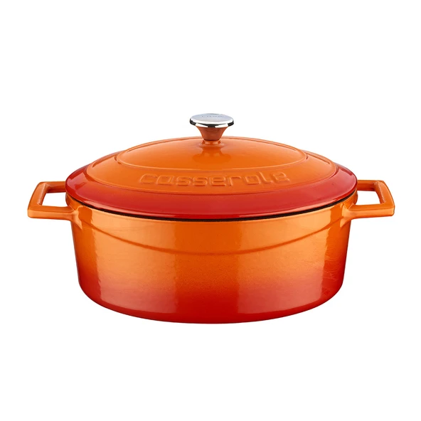 Lava Döküm Oval Tencere. Folk Serisi Ölçü 21x25cm.  Turuncu ürün görseli