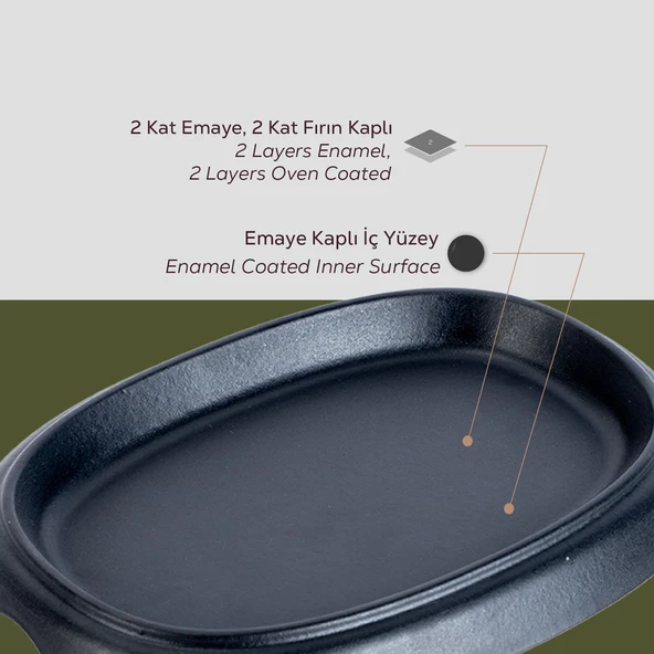 Lava Döküm Oval Fajita Tabağı Ölçü 26x19cm. - 4