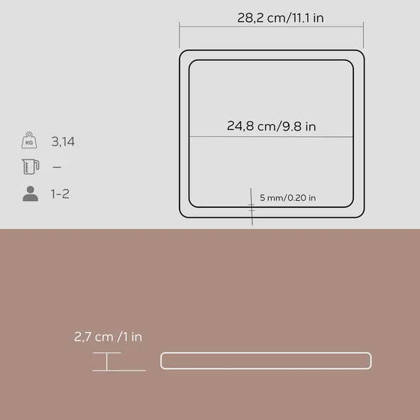 Lava Döküm Ahşap ve Döküm Demir Hot Plate Servis Tahtası. Ölçü 25x25cm. - 3