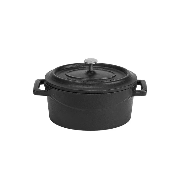 Lava Döküm Mini Oval Tencere. Trendy Serisi Ölçü 9x12cm.  Mat Siyah