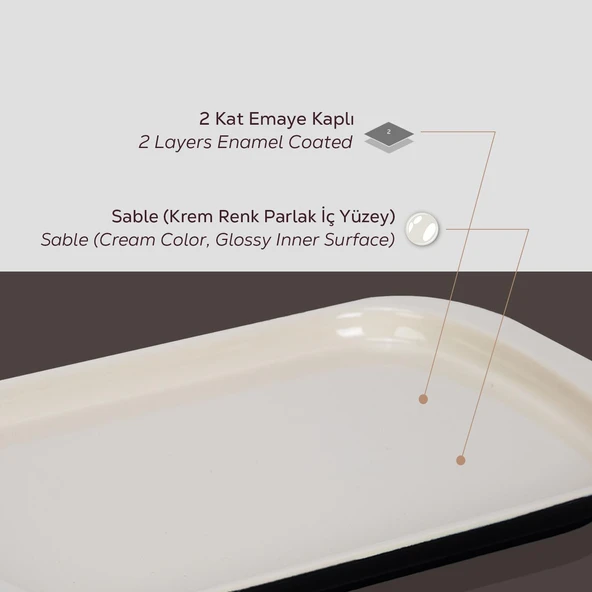 Lava Döküm Dikdörtgen Servis Tabağı Ölçü 32x20cm. - Resim 4