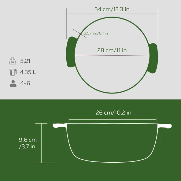 Lava Anatolia Selçuklu Güveci Çap (Ø)26 cm.  Yeşil - Resim 6