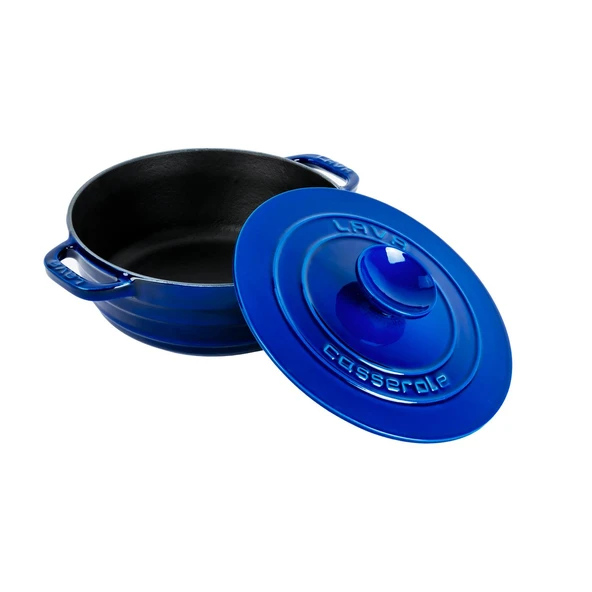 Lava Döküm Yuvarlak Tencere Döküm Demir Kapak Experience Majolik Serisi Çap(Ø)28cm  Mavi - Resim 2
