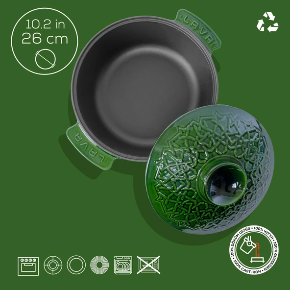 Lava Anatolia Selçuklu Güveci Çap (Ø)26 cm.  Yeşil - Resim 5
