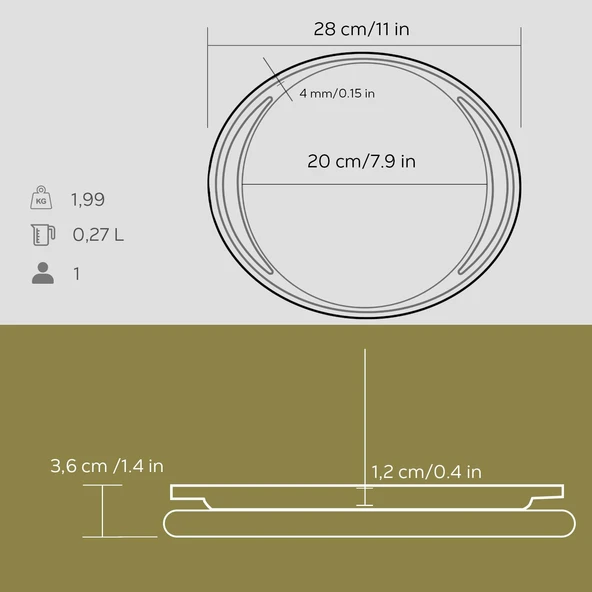 Lava Döküm Yuvarlak Pizza Krep Pankek Tavası Döküm Demir Yekpare Çift Kulplu Kayın Servis Ahşabı Çap(Ø)20cm. - Resim 5