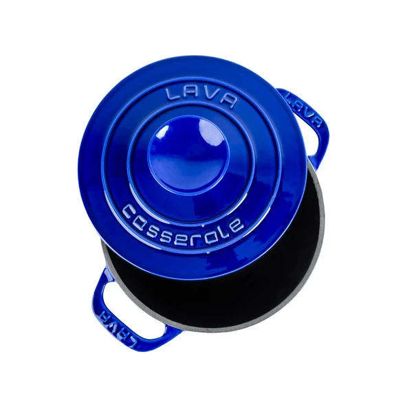 Lava Döküm Yuvarlak Tencere Döküm Demir Kapak Experience Majolik Serisi Çap(Ø)23cm  Mavi - Resim 3