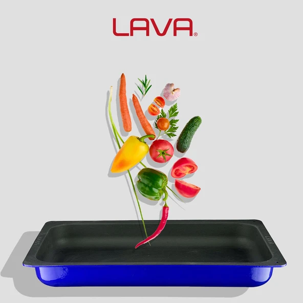 Lava Döküm Dikdörtgen 1/1 Gastronomi Küvet Ölçü 32x53cm.  Mavi - 5