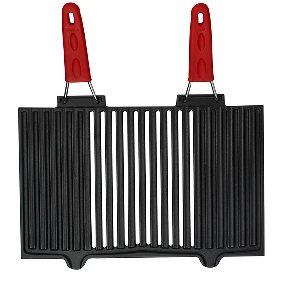 Lava Döküm Dikdörtgen Mangal Izgarası Silikon Paslanmaz Çift Tel Saplı Ölçü 40x25cm. - 3