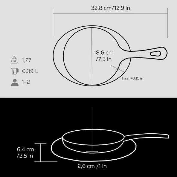 Lava Döküm Yuvarlak Kızartma Tavası Yekpare Saplı Kayın Servis Ahşabı. Çap(Ø)16cm. - 5