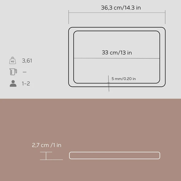 Lava Döküm Ahşap ve Döküm Demir Hot Plate Servis Tahtası. Ölçü 22x33cm. - 3