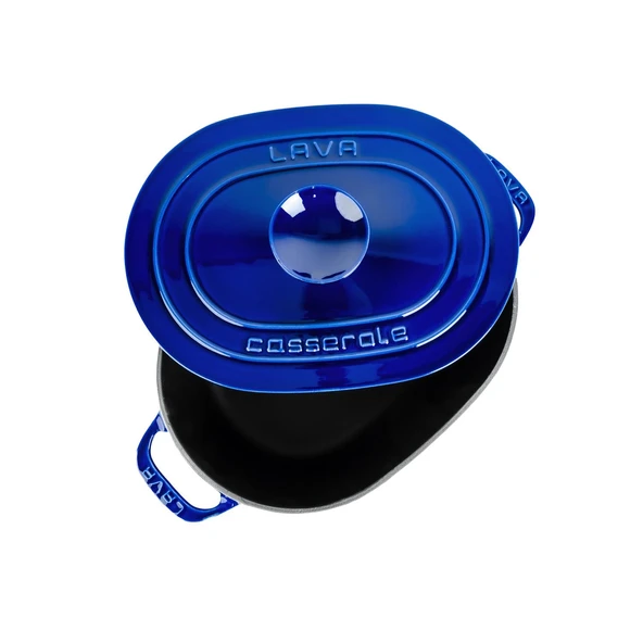 Lava Döküm Oval Tencere Döküm Demir Kapak Experience Majolik Serisi Ölçü 24x33cm.  Mavi - Resim 3