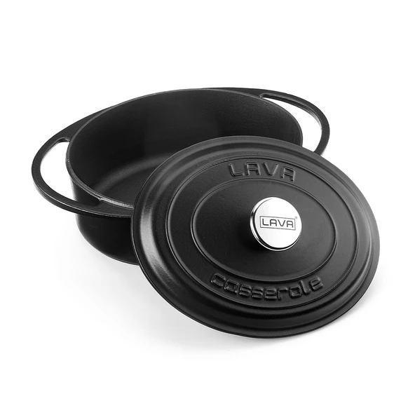 Lava Döküm Oval Tencere Döküm Demir Kapak Heritage Serisi Ölçü 22x28cm.  Siyah - Resim 4