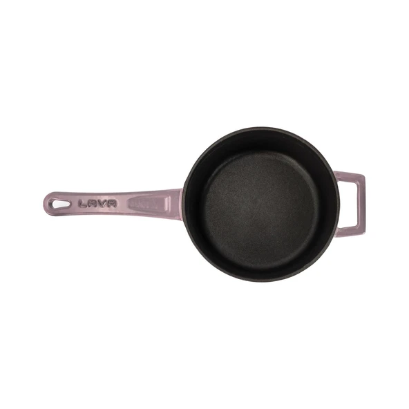 Lava Döküm Yuvarlak Sos Tenceresi Cam kapaklı, Metal Saplı. Glaze Serisi Çap(Ø16 cm.  Mor - 3