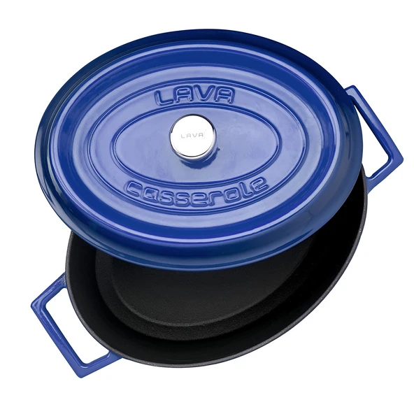 Lava Döküm Oval Tencere. Trendy Serisi Ölçü 21x27cm.  Mavi - Resim 3