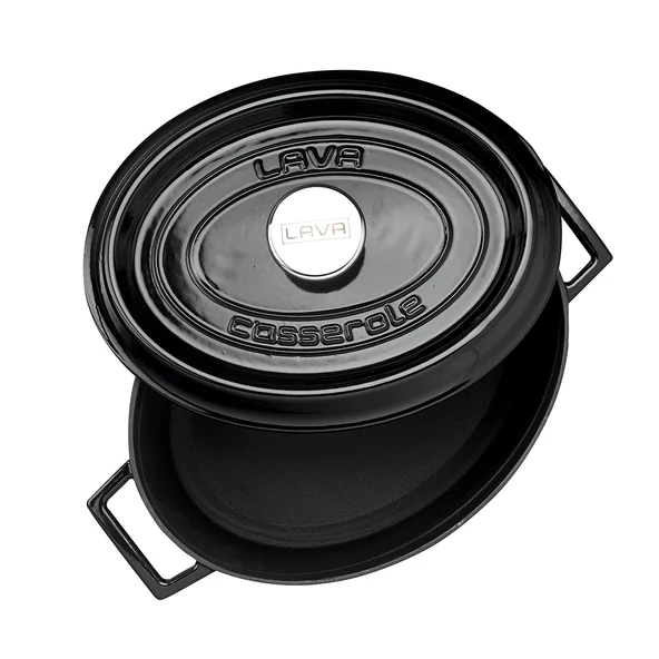Lava Döküm Oval Tencere. Trendy Serisi Ölçü 23x29cm.  Siyah - Resim 3
