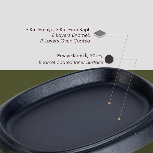 Lava Döküm Oval Fajita Tabağı Ölçü 12x19cm. - 4