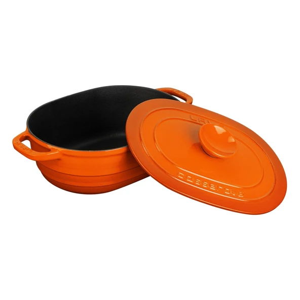 Lava Döküm Oval Tencere Döküm Demir Kapak Experience Serisi Ölçü 24x33cm.  Turuncu - Resim 2