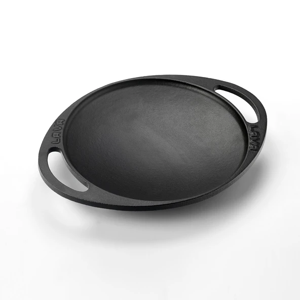 Lava Döküm Yuvarlak Saç Kavurma Tavası Döküm Demir Yekpare Çift Kulplu Çap(Ø)20cm. - Resim 2