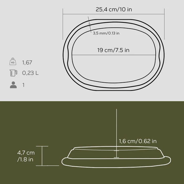 Lava Döküm Oval Fajita Tabağı Kayın Servis Ahşabı Ölçü 12x19cm. - Resim 3