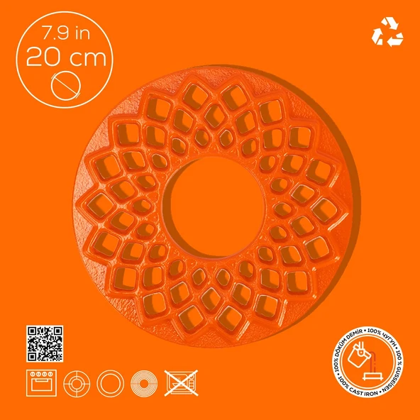 Lava Döküm Demir Nihale Çap(Ø)20cm. Turuncu - 3