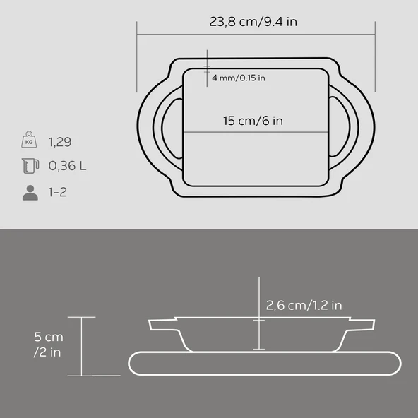 Lava Döküm Dikdörtgen Sahan Döküm Demir Yekpare Çift Kulplu Kayın Servis Ahşabı Ölçü 12x15cm. - 5