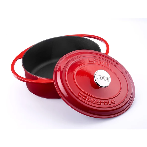 Lava Döküm Oval Tencere Döküm Demir Kapak Heritage Serisi Ölçü 22x28cm.  Kırmızı - Resim 4