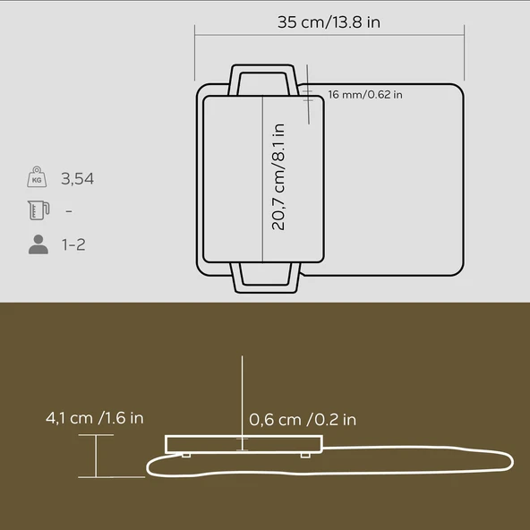 Lava Döküm Dikdörtgen Çift Yön Izgara ve Düz Yüzey Hot Plate Kayın Servis Ahşabı Ölçü 22x15cm. - Resim 4