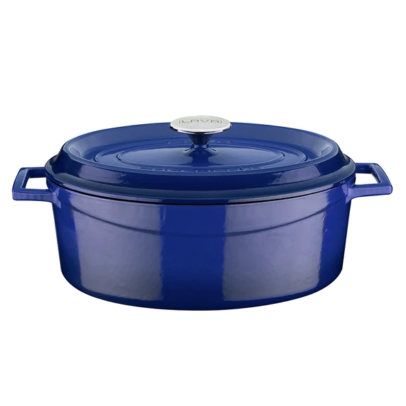 Lava Döküm Oval Tencere. Trendy Serisi Ölçü 23x29cm.  Mavi ürün görseli 1