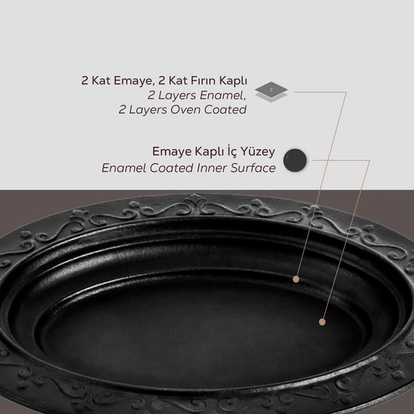 Lava Döküm Oval Döner, Kebap Tabağı. Ölçü 28x20cm. - Resim 6