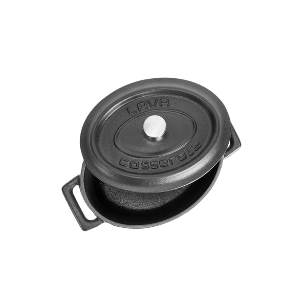 Lava Döküm Mini Oval Tencere. Trendy Serisi Ölçü 9x12cm.  Mat Siyah - 3
