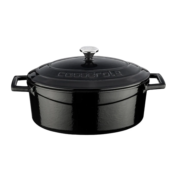 Lava Döküm Oval Tencere. Folk Serisi Ölçü 21x25cm.  Siyah ürün görseli