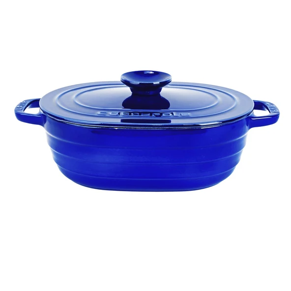 Lava Döküm Oval Tencere Döküm Demir Kapak Experience Majolik Serisi Ölçü 24x33cm.  Mavi ürün görseli 1