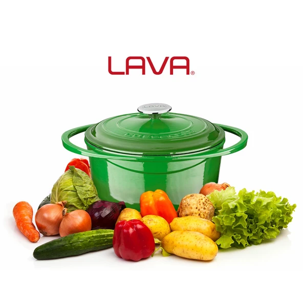 Lava Döküm Yuvarlak Tencere Döküm Demir Kapak Heritage Serisi Çap(Ø)24cm  Yeşil - 6