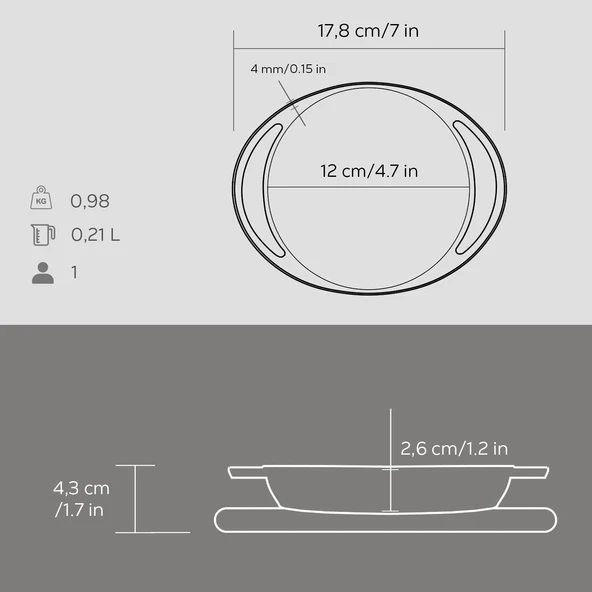 Lava Döküm Yuvarlak Sahan Döküm Demir Yekpare Çift Kulplu Kayın Servis Ahşabı Çap(Ø)12cm. - Resim 5