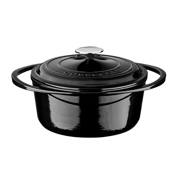 Lava Döküm Yuvarlak Tencere Döküm Demir Kapak Heritage Serisi Çap(Ø)24cm  Siyah
