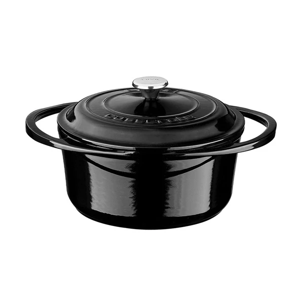 Lava Döküm Yuvarlak Tencere Döküm Demir Kapak Heritage Serisi Çap(Ø)20cm  Siyah ürün görseli