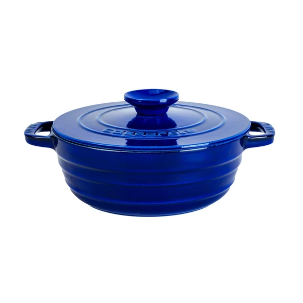 Lava Döküm Yuvarlak Tencere Döküm Demir Kapak Experience Majolik Serisi Çap(Ø)28cm  Mavi ürün görseli 1