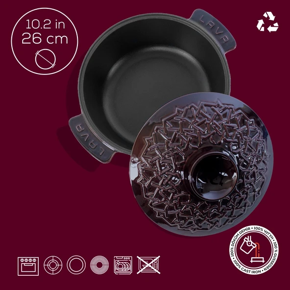 Lava Anatolia Selçuklu Güveci Çap (Ø)26 cm.  Mor - Resim 5