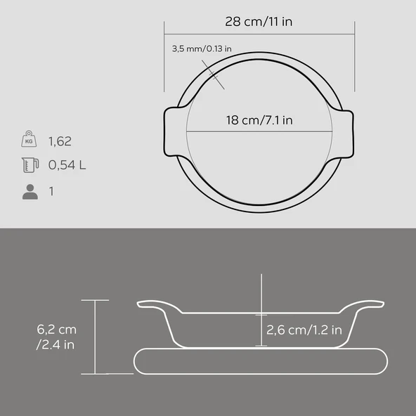 Lava Döküm Yuvarlak Sahan Döküm Demir Yekpare Çift Kulplu Kayın Servis Ahşabı. Çap(Ø)18cm. - Resim 5