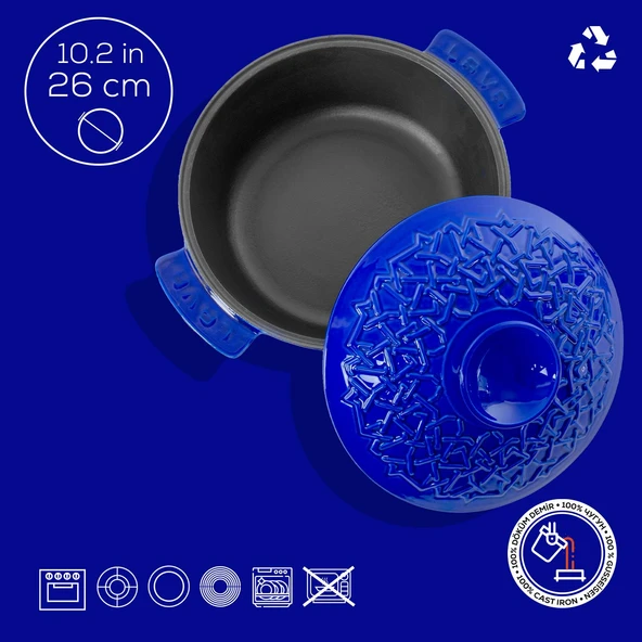 Lava Anatolia Selçuklu Güveci Çap (Ø)26 cm.  Mavi - Resim 5