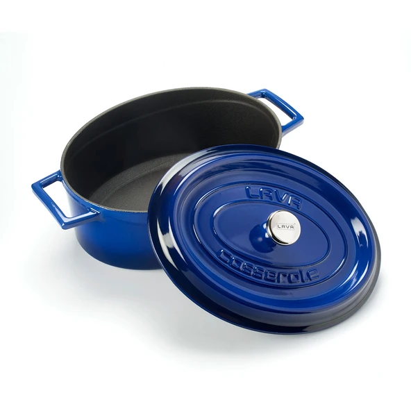 Lava Döküm Oval Tencere. Trendy Serisi Ölçü 21x27cm.  Mavi - Resim 2