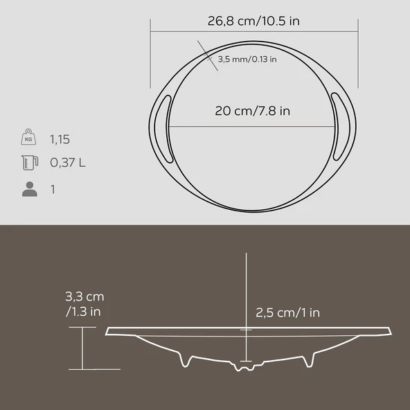 Lava Döküm Yuvarlak Saç Kavurma Tavası Döküm Demir Yekpare Çift Kulplu Çap(Ø)20cm. - Resim 5