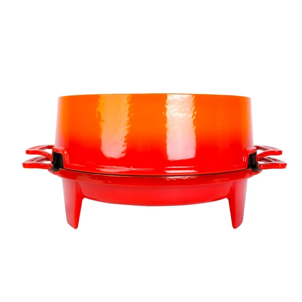 Lava Döküm Yuvarlak Mangal Izgara Set Döküm Demir Yekpare Çift Kulplu Çap (Ø)36cm. Turuncu - 2