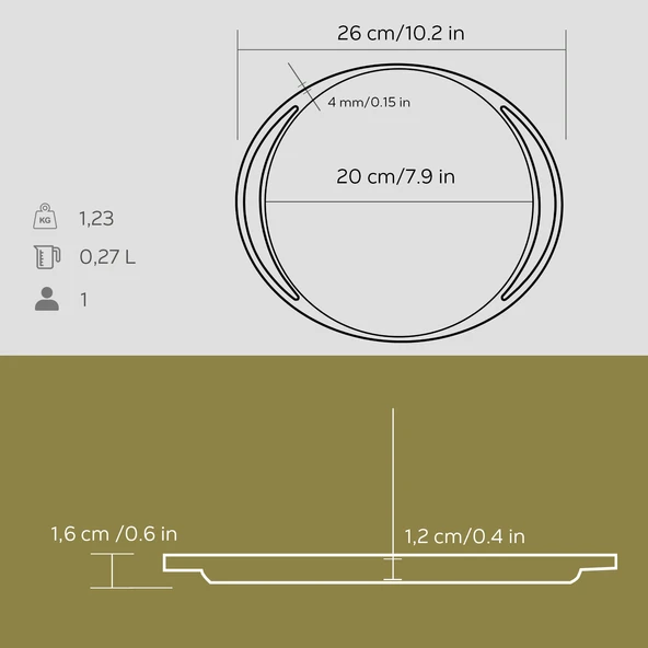 Lava Döküm Yuvarlak Pizza Krep Pankek Tavası Döküm Demir Yekpare Çift Kulplu Çap(Ø)20cm. - Resim 5