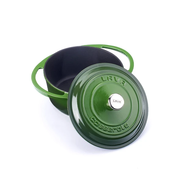 Lava Döküm Yuvarlak Tencere Döküm Demir Kapak Heritage Serisi Çap(Ø)20cm  Yeşil - Resim 2