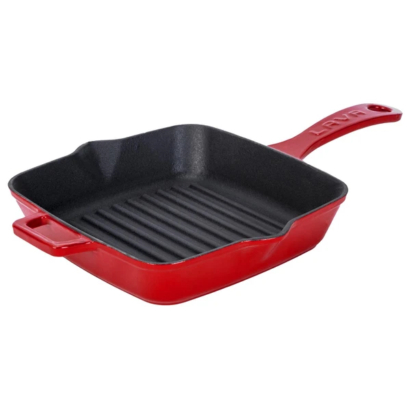 Lava Döküm Kare Izgara Tava Döküm Demir Yekpare Saplı Ölçü 20x20cm.  Kırmızı - Resim 3